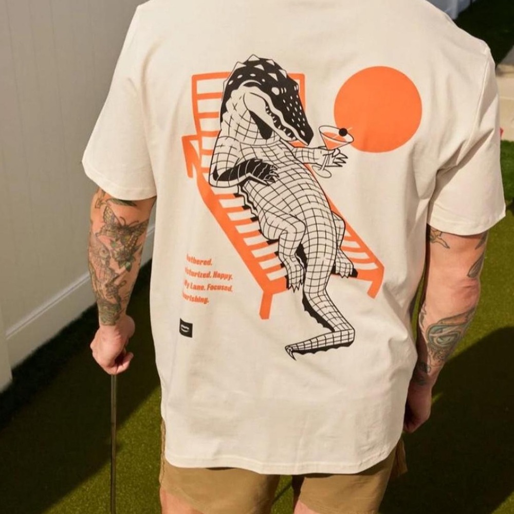 Alligator Lounge Graphic Tee - Cream and Orange